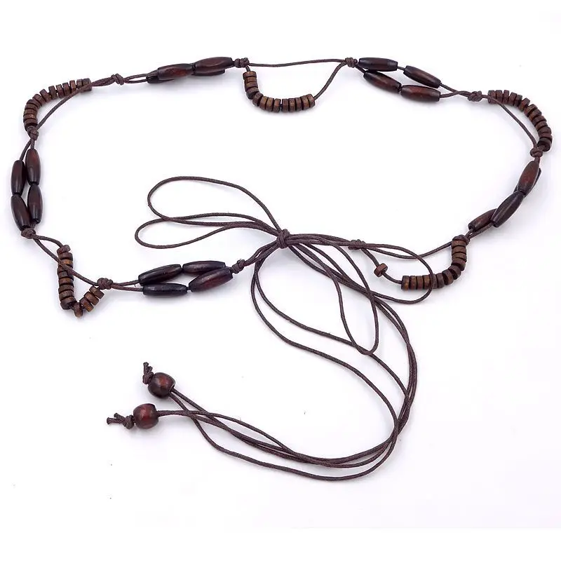 Women's Wooden Beads Waist Chain for Sweater Dress