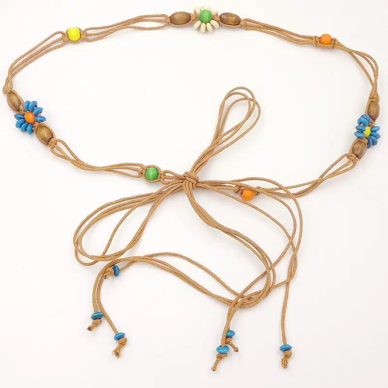 Women's Wooden Beads Waist Chain for Sweater Dress