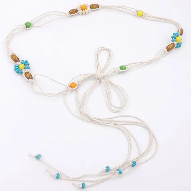 Women's Wooden Beads Waist Chain for Sweater Dress
