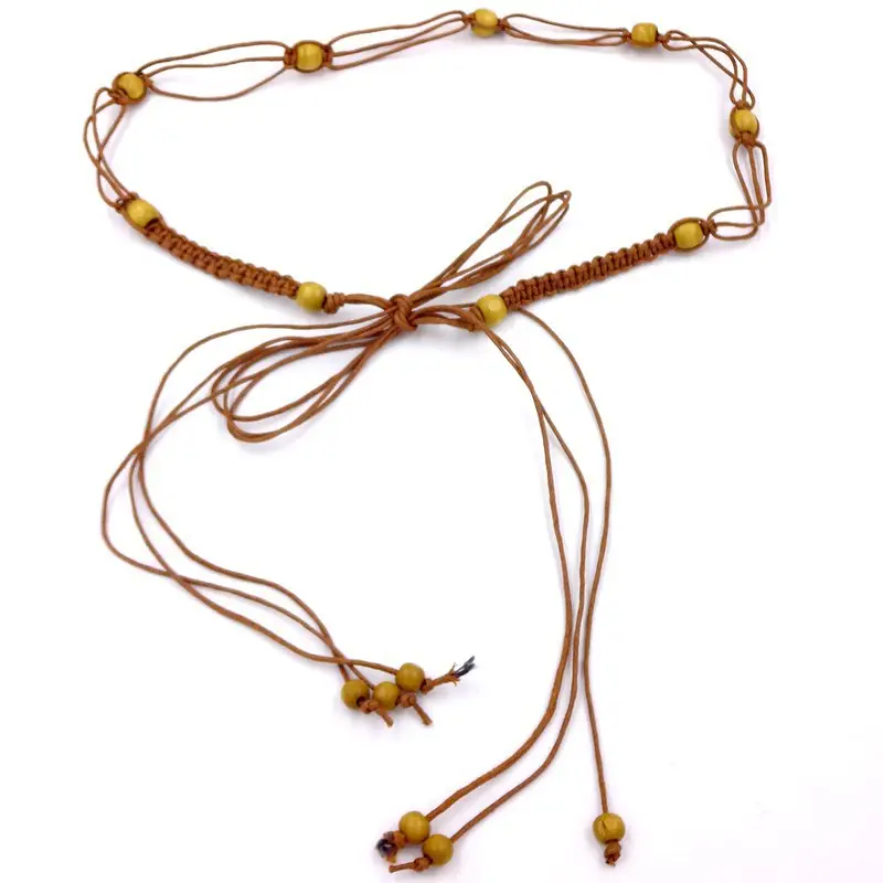 Women's Wooden Beads Waist Chain for Sweater Dress