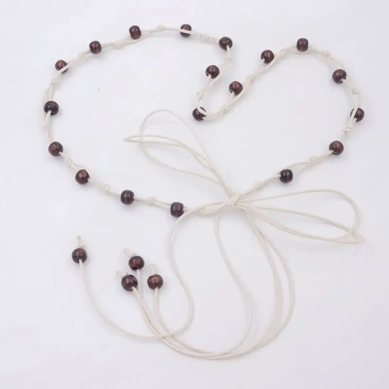 Women's Wooden Beads Waist Chain for Sweater Dress