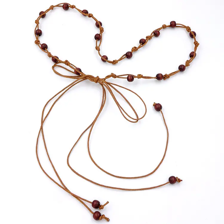 Women's Wooden Beads Waist Chain for Sweater Dress