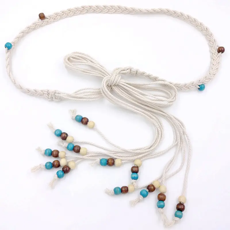 Women's Wooden Beads Waist Chain for Sweater Dress