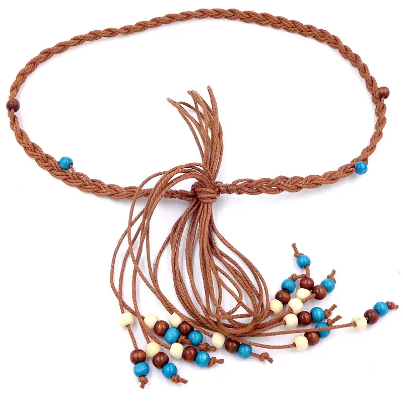 Women's Wooden Beads Waist Chain for Sweater Dress