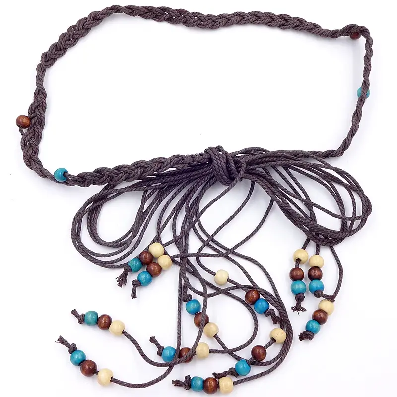 Women's Wooden Beads Waist Chain for Sweater Dress