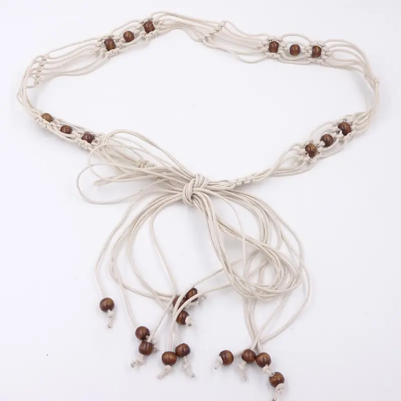 Women's Wooden Beads Waist Chain for Sweater Dress