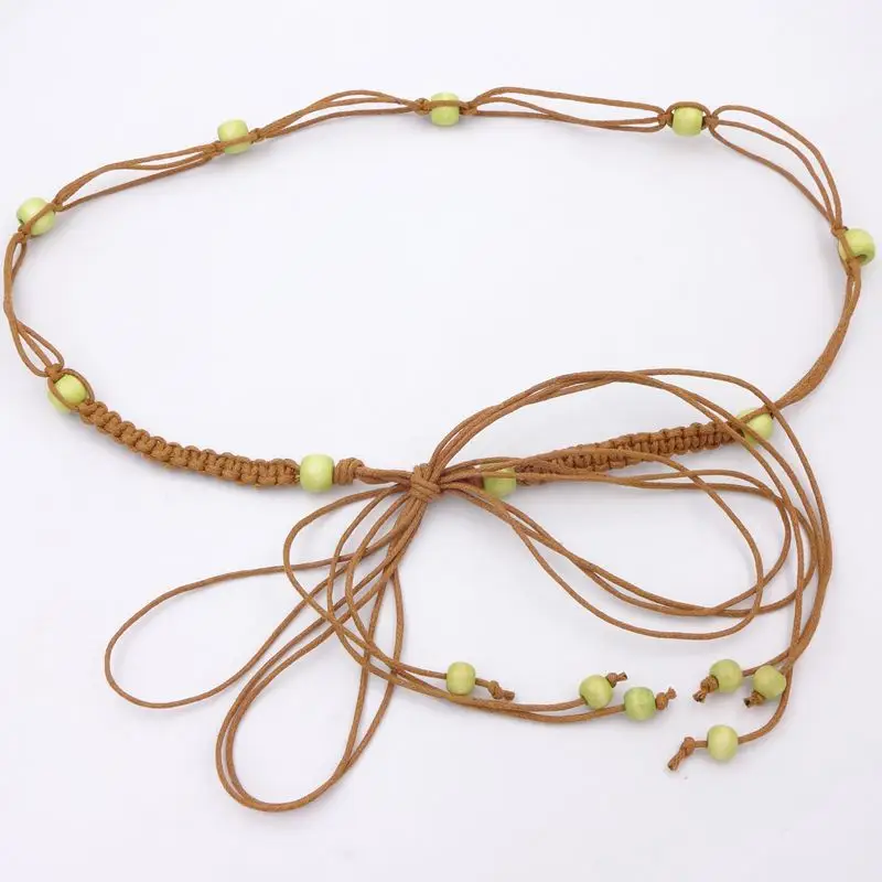 Women's Wooden Beads Waist Chain for Sweater Dress
