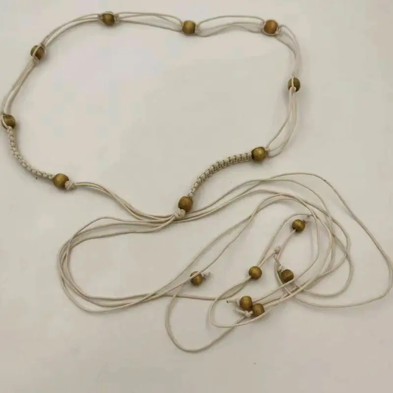 Women's Wooden Beads Waist Chain for Sweater Dress