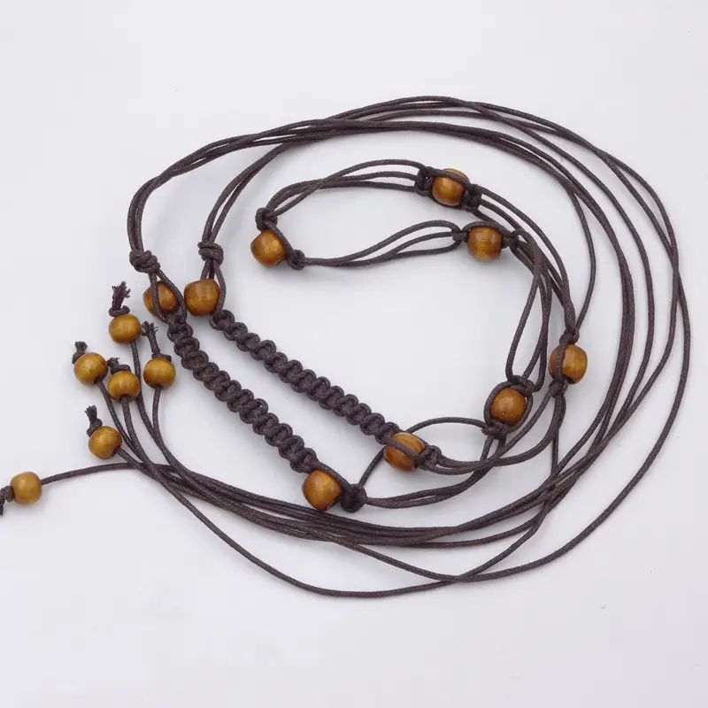 Women's Wooden Beads Waist Chain for Sweater Dress