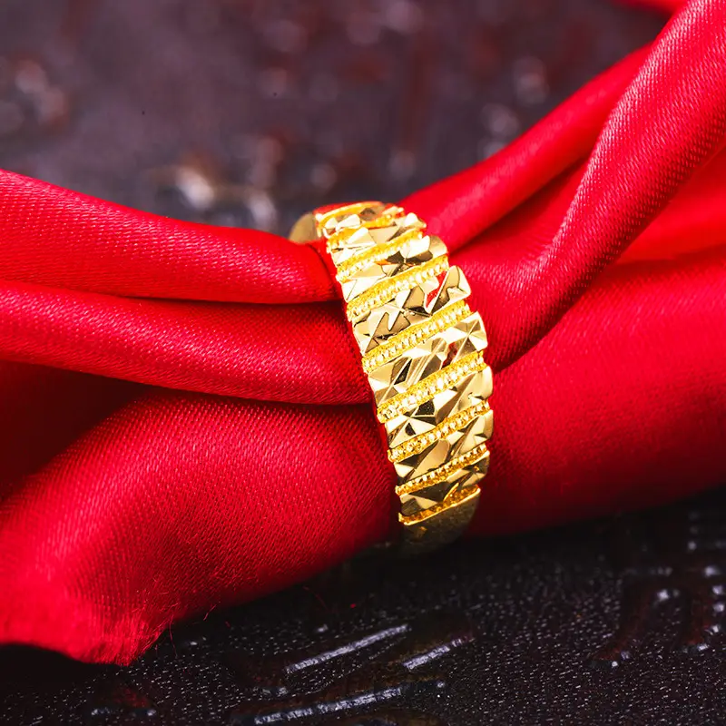 18K Gold Plated Sand Gold Ring for Men Women - Image 7