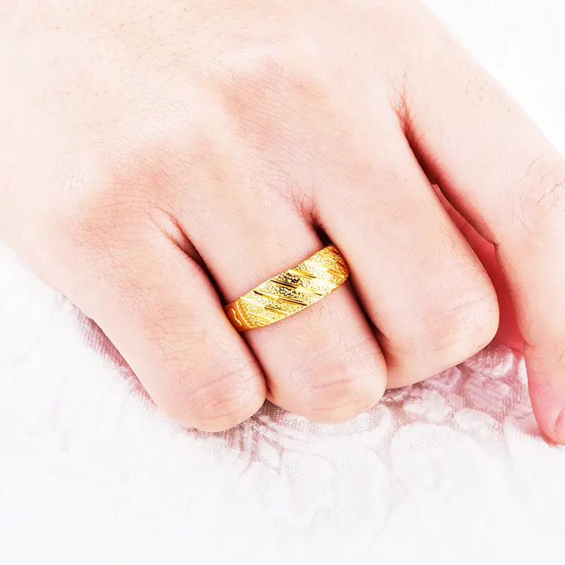 18K Gold Plated Sand Gold Ring for Men Women - Image 8