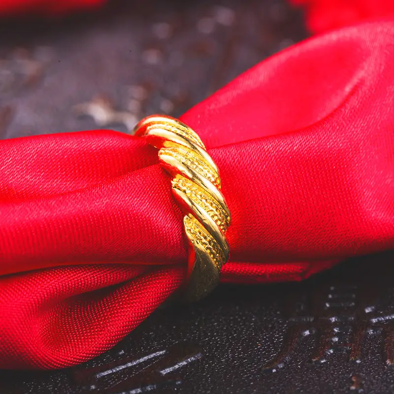 18K Gold Plated Sand Gold Ring for Men Women - Image 3