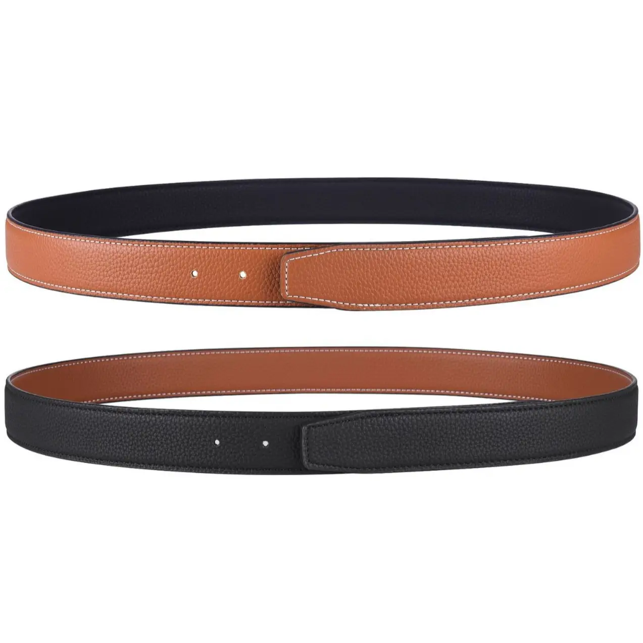 Men's Genuine Leather Belt with Smooth Buckle, 3.1cm Wide - Image 17
