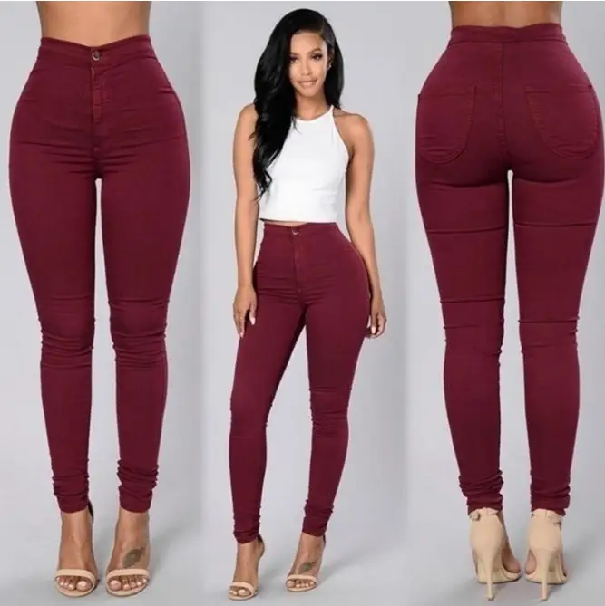 Maroon Slim Fit Stretch Pants Casual Wear — feature 11
