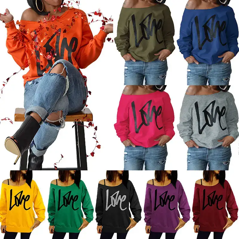 Women's Black LOVE Letter Long Sleeve Sweatshirt - Image 8