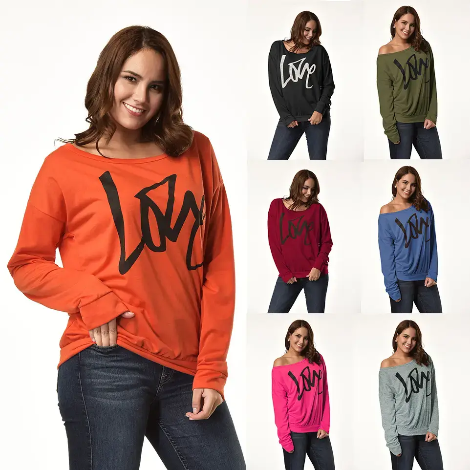 Women's Black LOVE Letter Long Sleeve Sweatshirt - Image 9