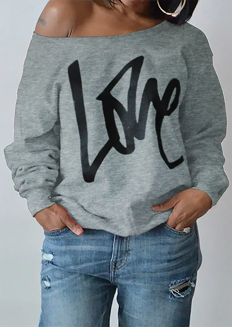 Women's Black LOVE Letter Long Sleeve Sweatshirt - Image 12