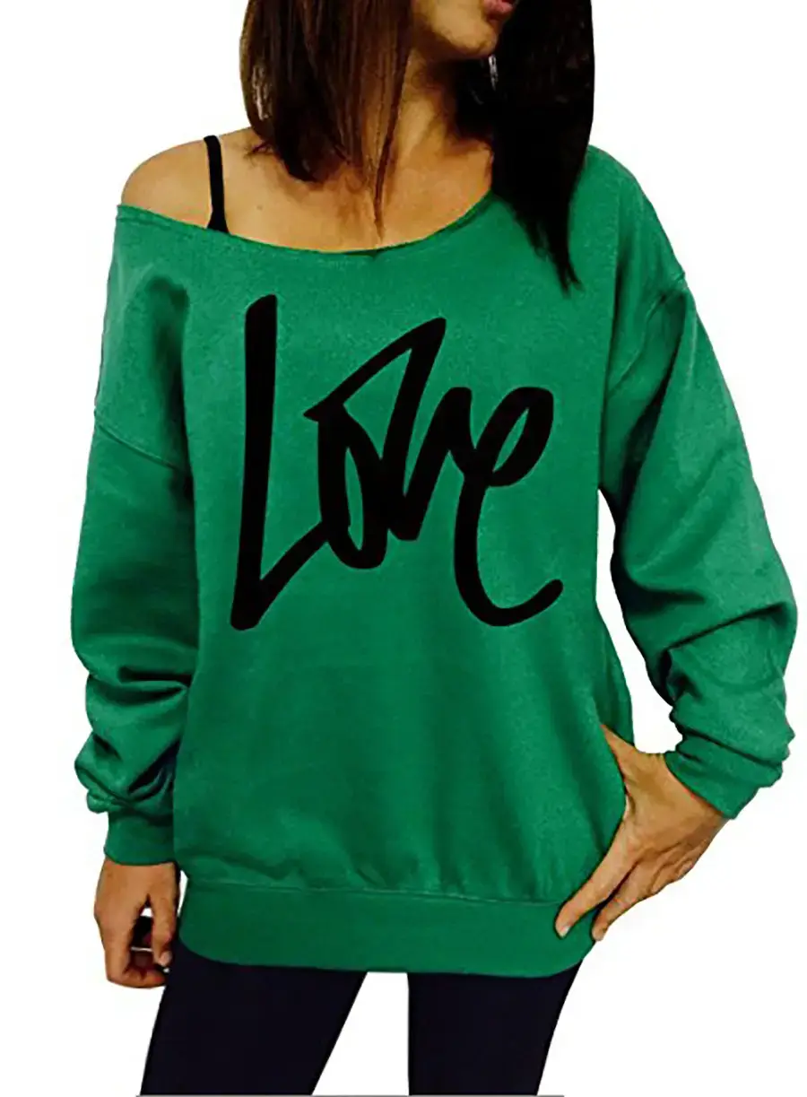 Women's Black LOVE Letter Long Sleeve Sweatshirt - Image 3