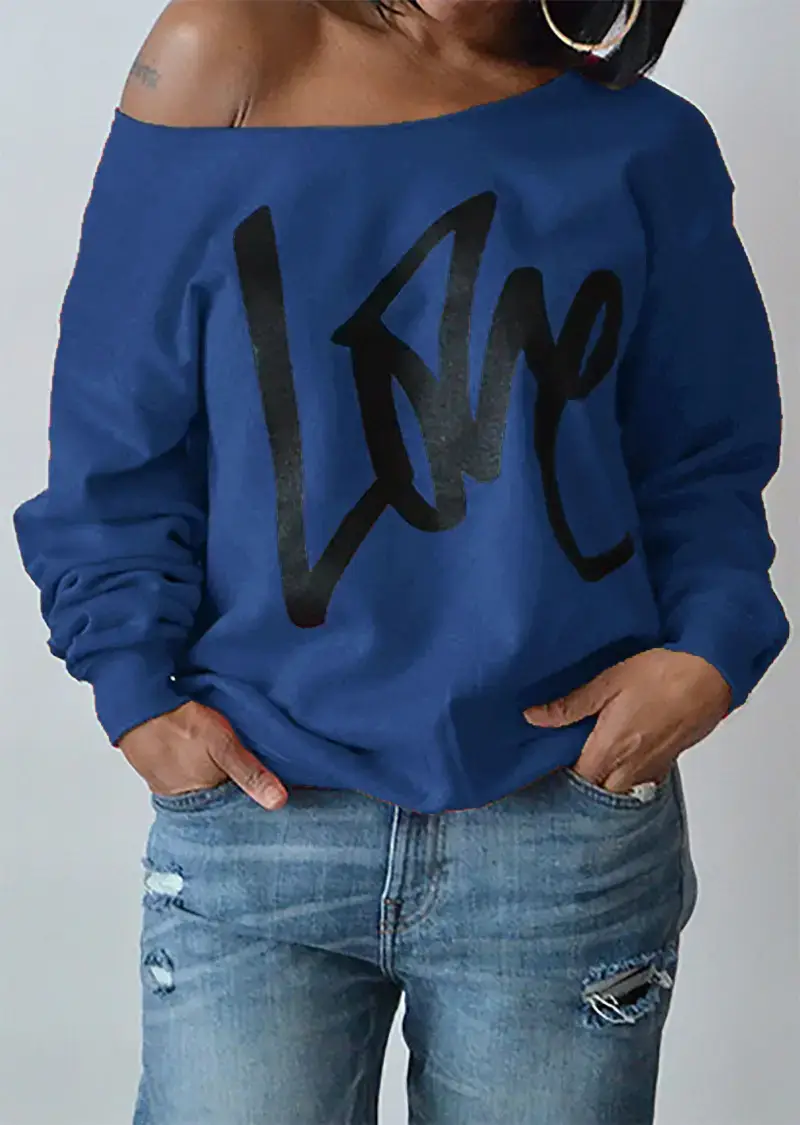 Women's Black LOVE Letter Long Sleeve Sweatshirt - Image 5