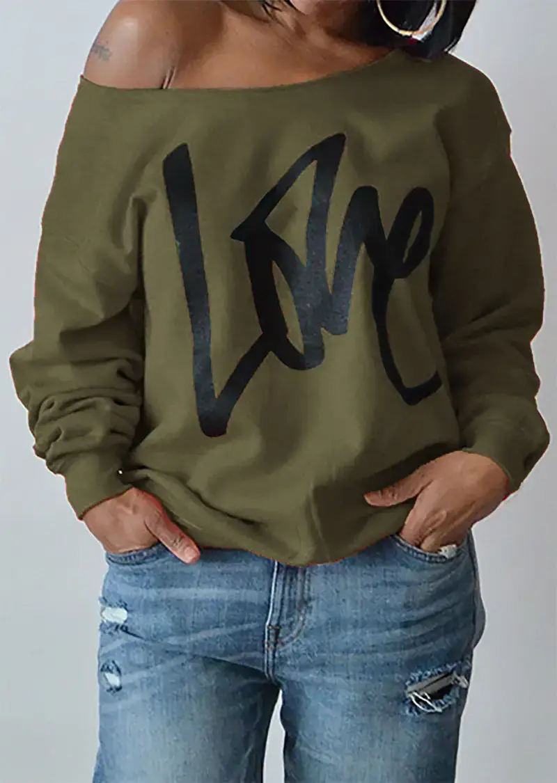 Women's Black LOVE Letter Long Sleeve Sweatshirt - Image 6