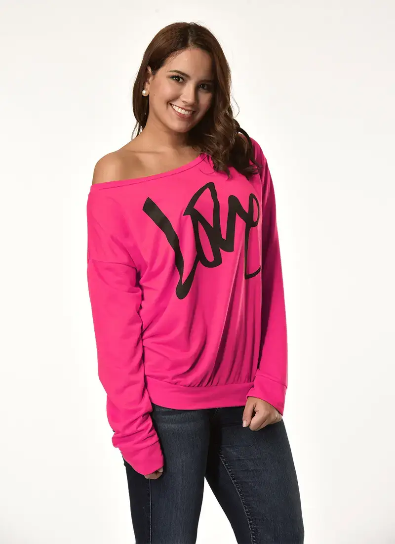 Women's Black LOVE Letter Long Sleeve Sweatshirt - Image 7
