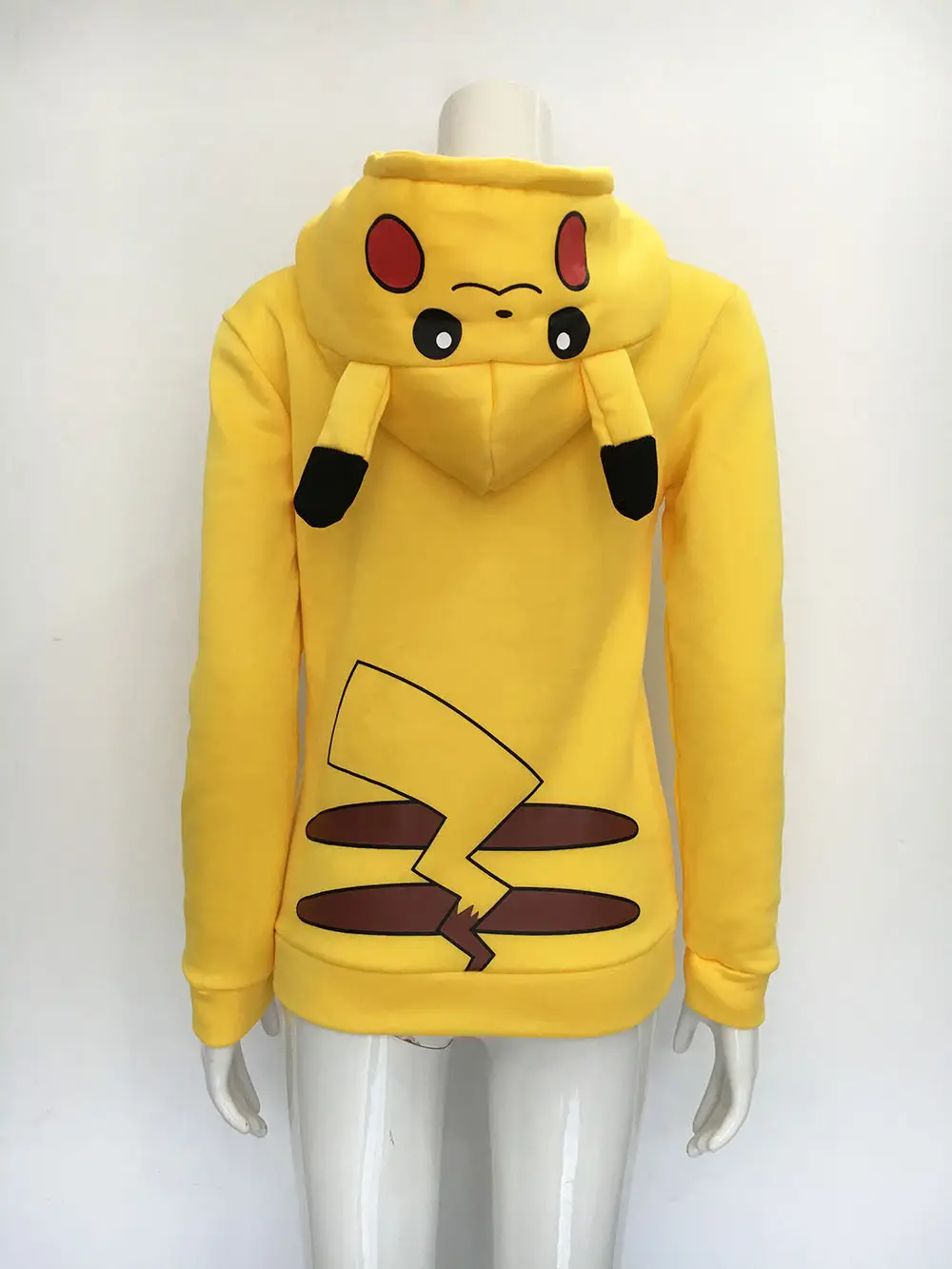 Women Yellow Pikachu Full Zip Hoodie Sweatshirt - Image 4