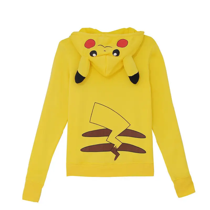Women Yellow Pikachu Full Zip Hoodie Sweatshirt — feature 4
