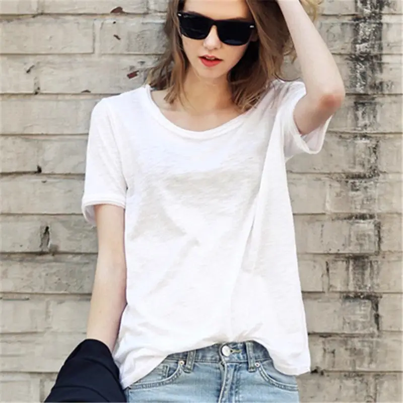 Women's Grey Loose T-Shirt Summer 2025 Lazy Style - Image 8