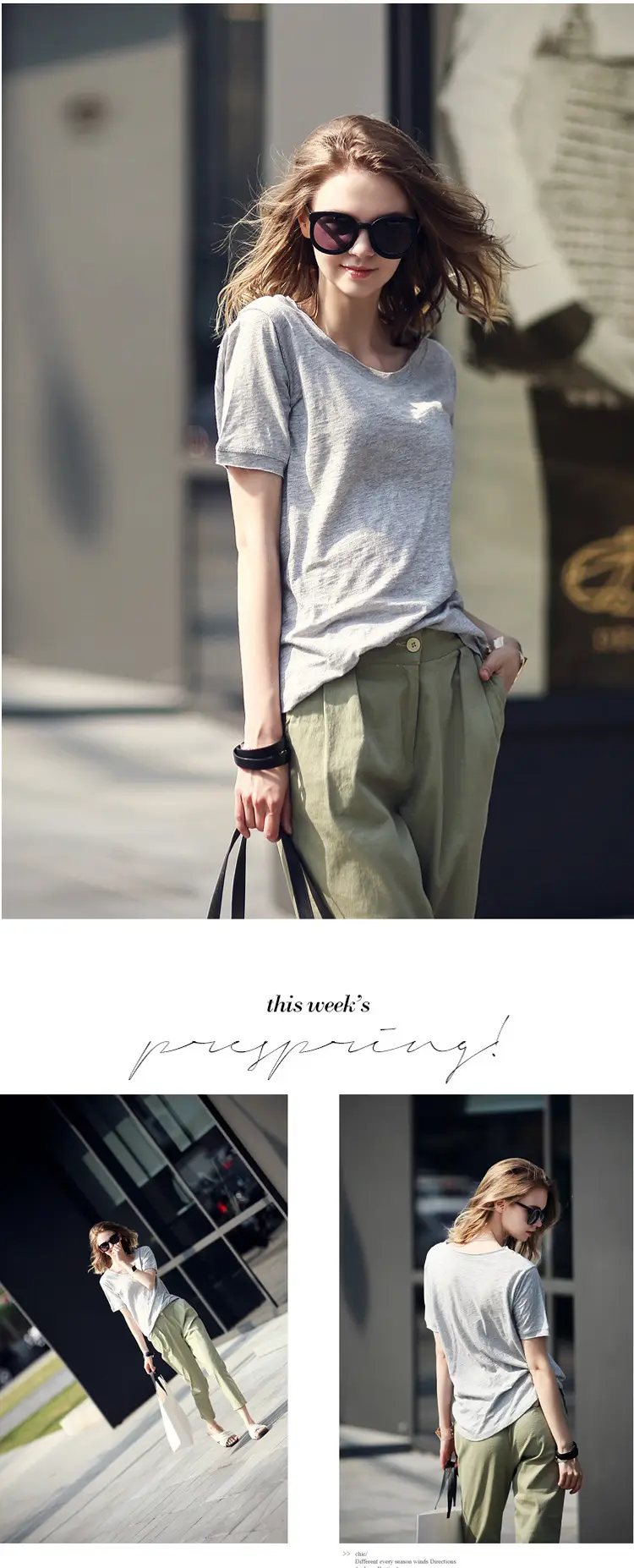 Women's Grey Loose T-Shirt Summer 2025 Lazy Style — feature 7