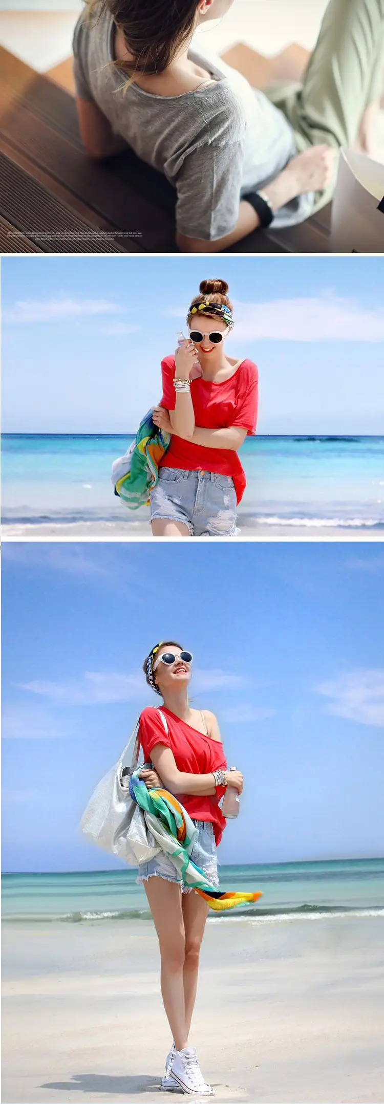Women's Grey Loose T-Shirt Summer 2025 Lazy Style — feature 9