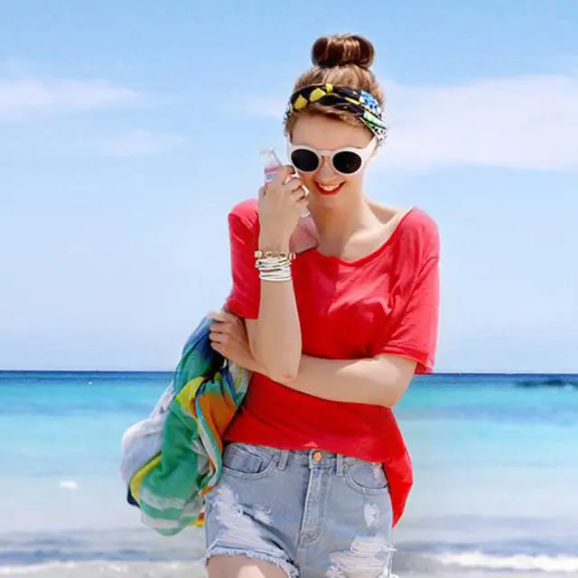 Women's Grey Loose T-Shirt Summer 2025 Lazy Style - Image 3