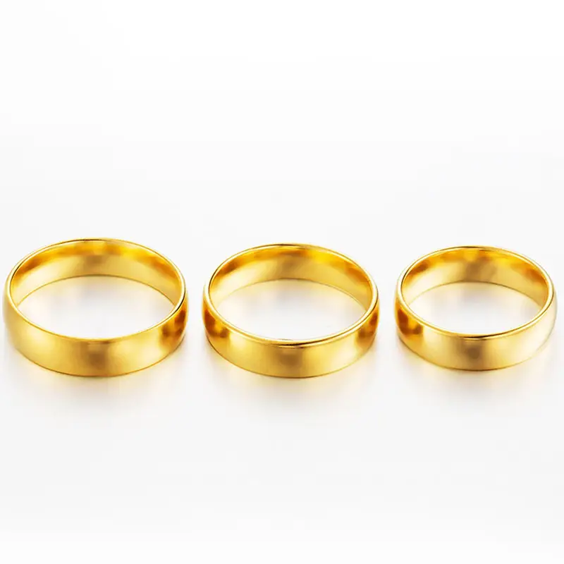 Titanium Steel Vietnamese Sand Gold Rings Set of 3 - Image 3