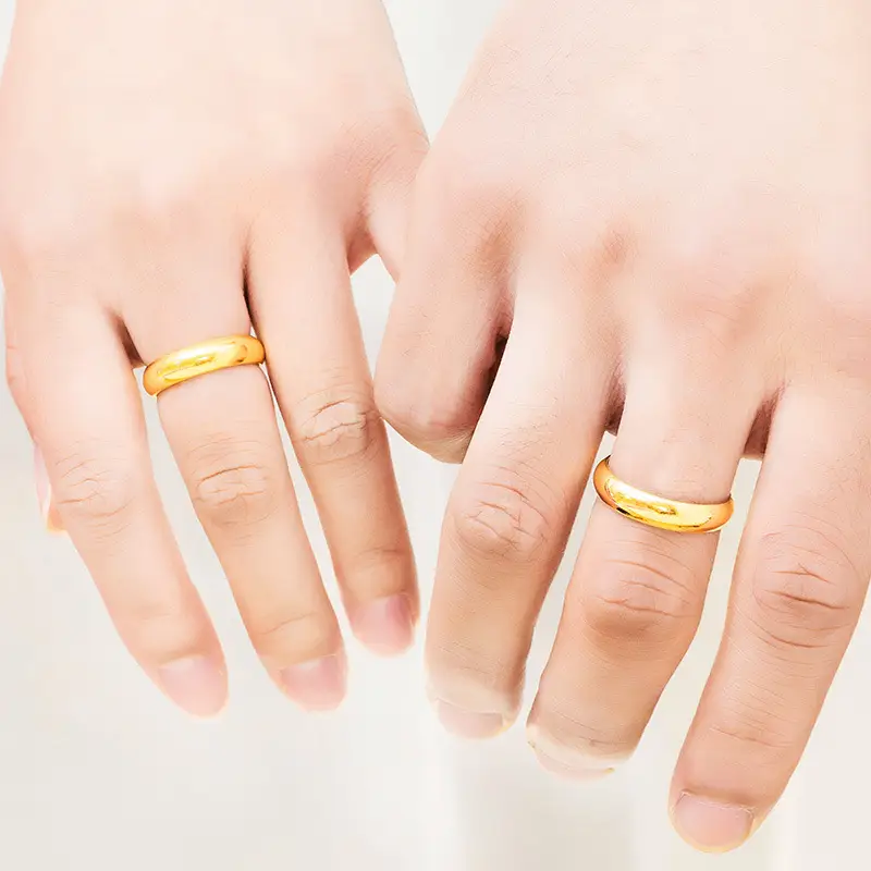Titanium Steel Vietnamese Sand Gold Rings Set of 3 - Image 4
