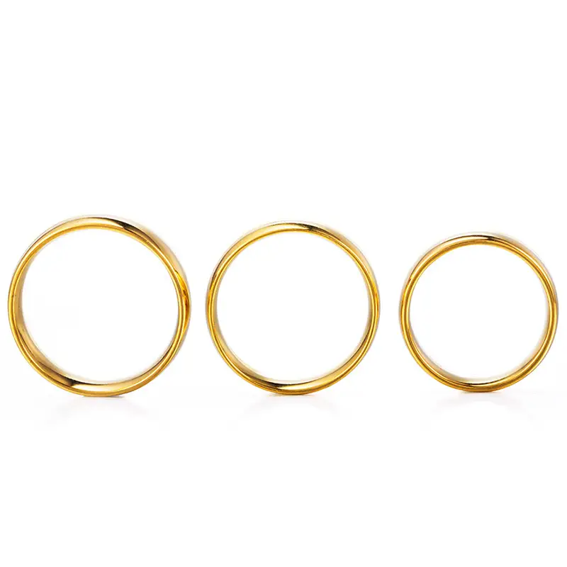 Titanium Steel Vietnamese Sand Gold Rings Set of 3 - Image 5