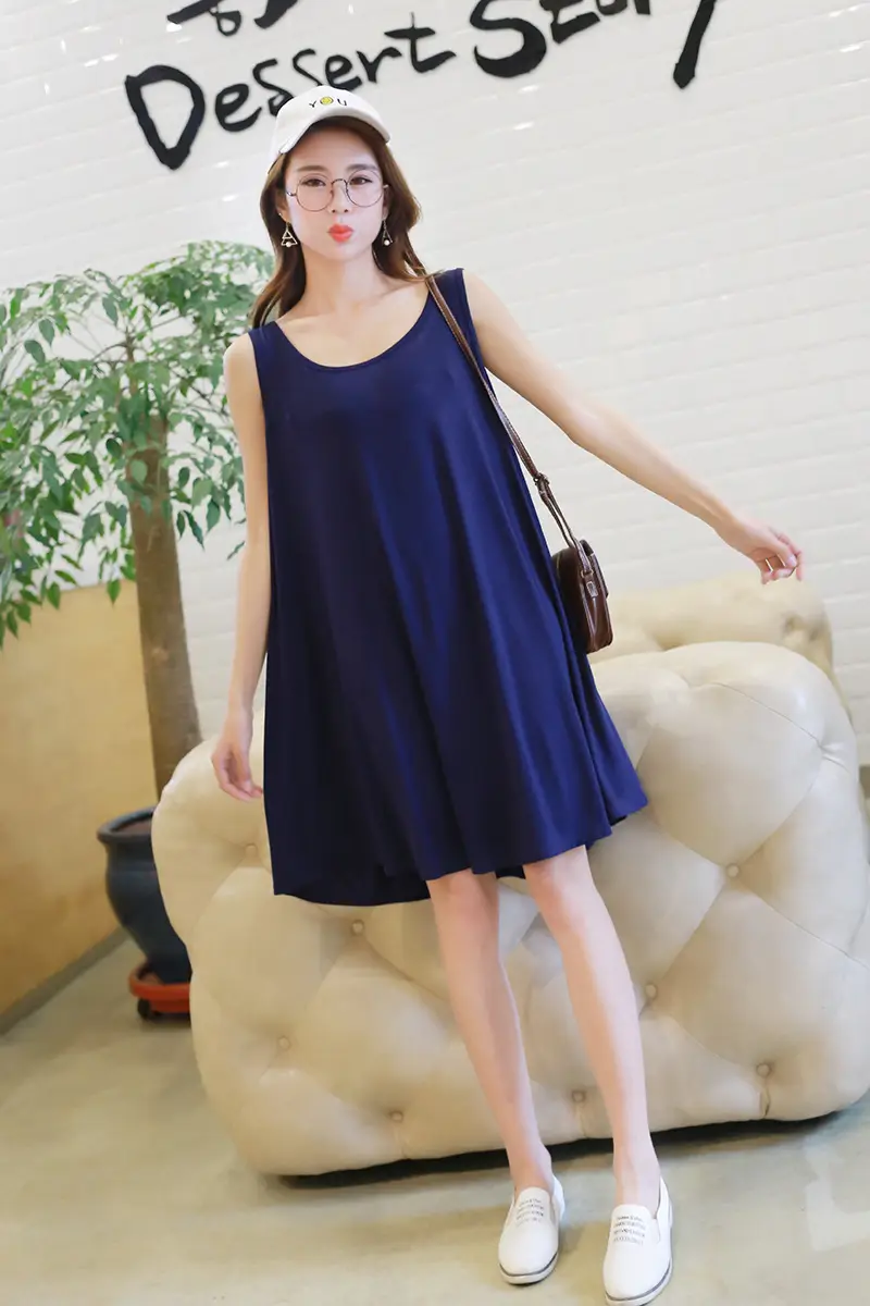 Sleeveless Vest Dress for Fat Women Long Modal Base Skirt - Image 4