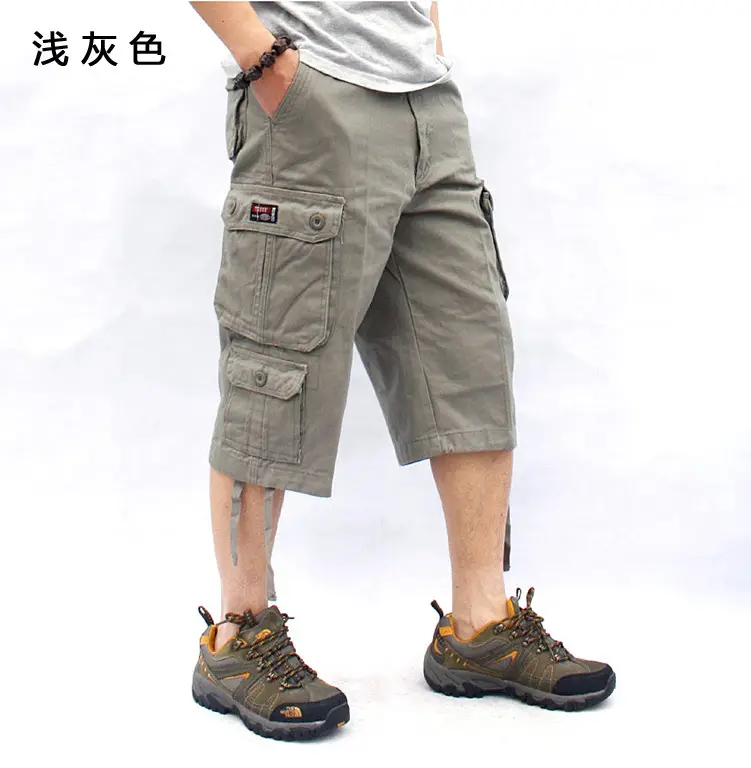 Men's Brown Multi-Pocket Cargo Shorts with Drawstring - Image 2