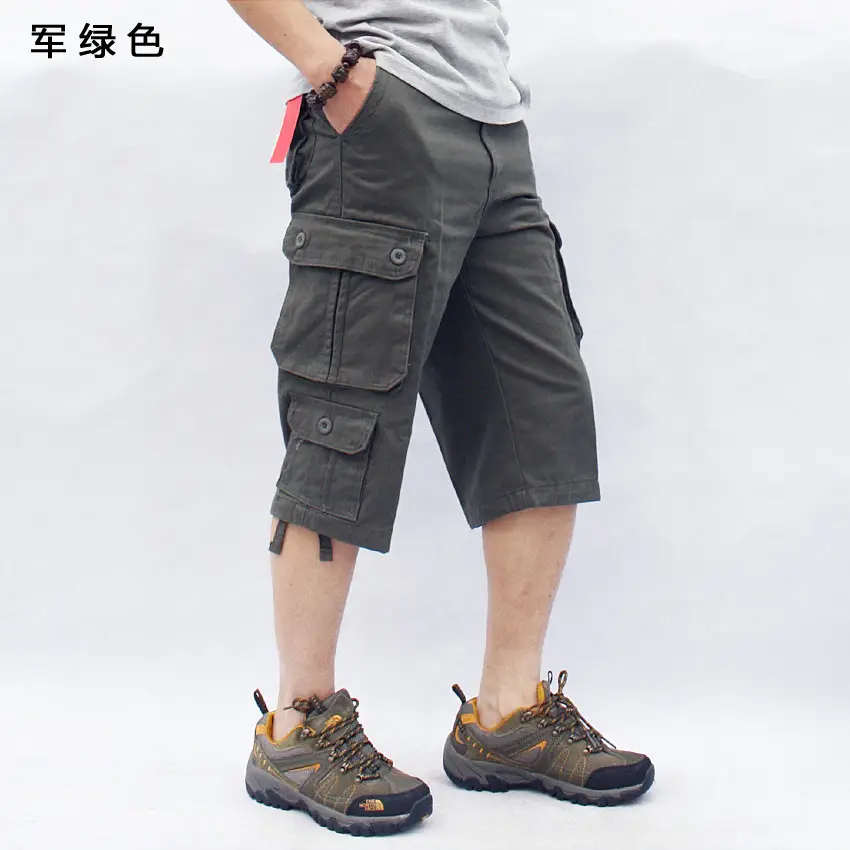 Men's Brown Multi-Pocket Cargo Shorts with Drawstring - Image 4