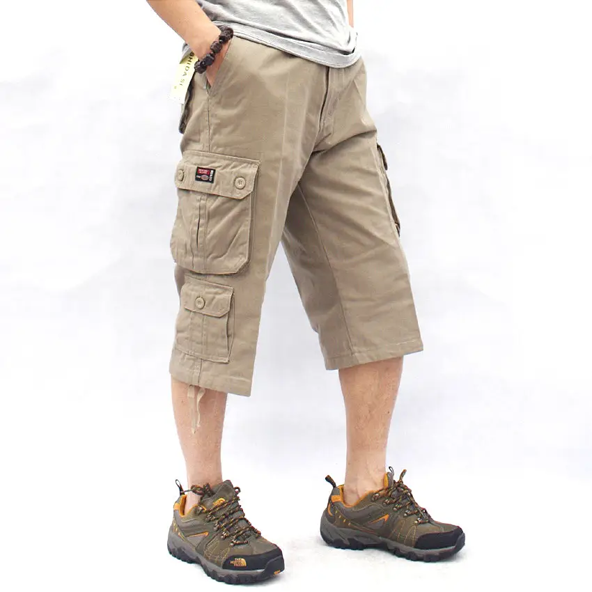 Men's Brown Multi-Pocket Cargo Shorts with Drawstring - Image 5