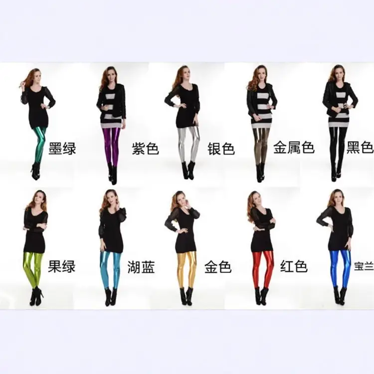 Golden Metallic Tight Fit Leggings with High Heels - Image 15