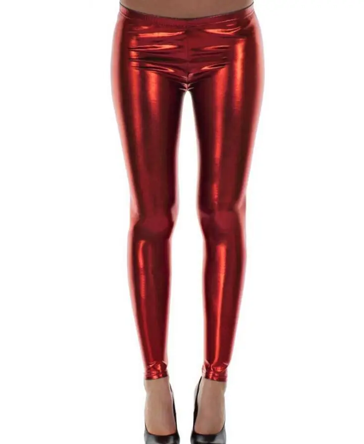 Golden Metallic Tight Fit Leggings with High Heels — feature 14