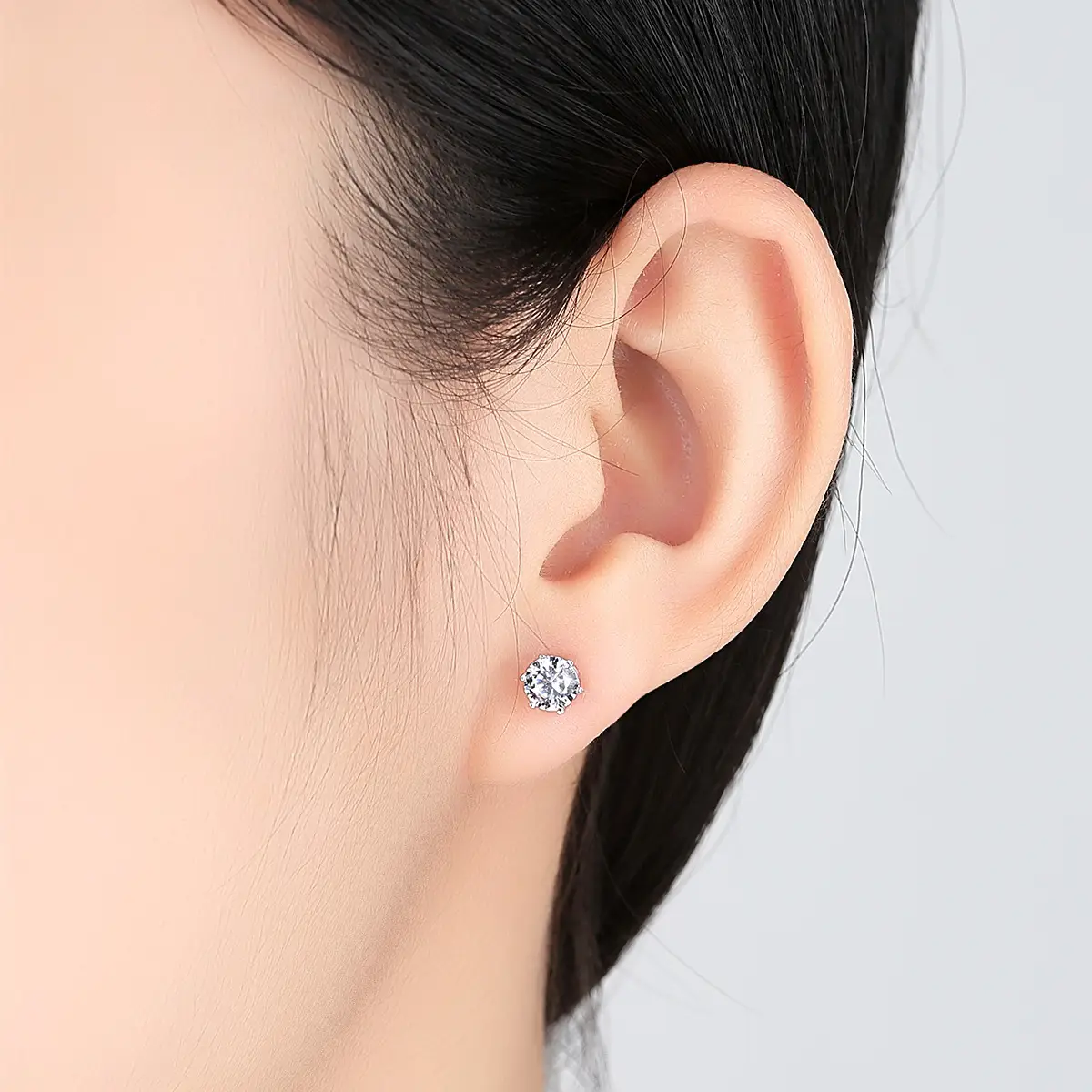 8 Heart Zircon Earrings Silver 5mm Wholesale - Image 3