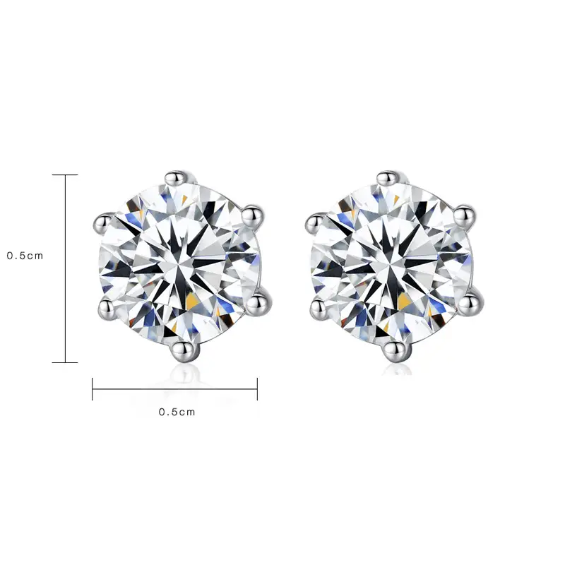 8 Heart Zircon Earrings Silver 5mm Wholesale - Image 6