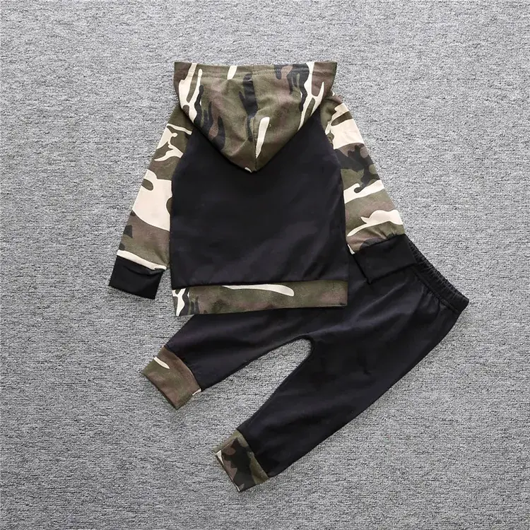 2025 New Ins Infant Hooded Camo Suit Cotton Top + Pants Two-Piece Set - Image 13