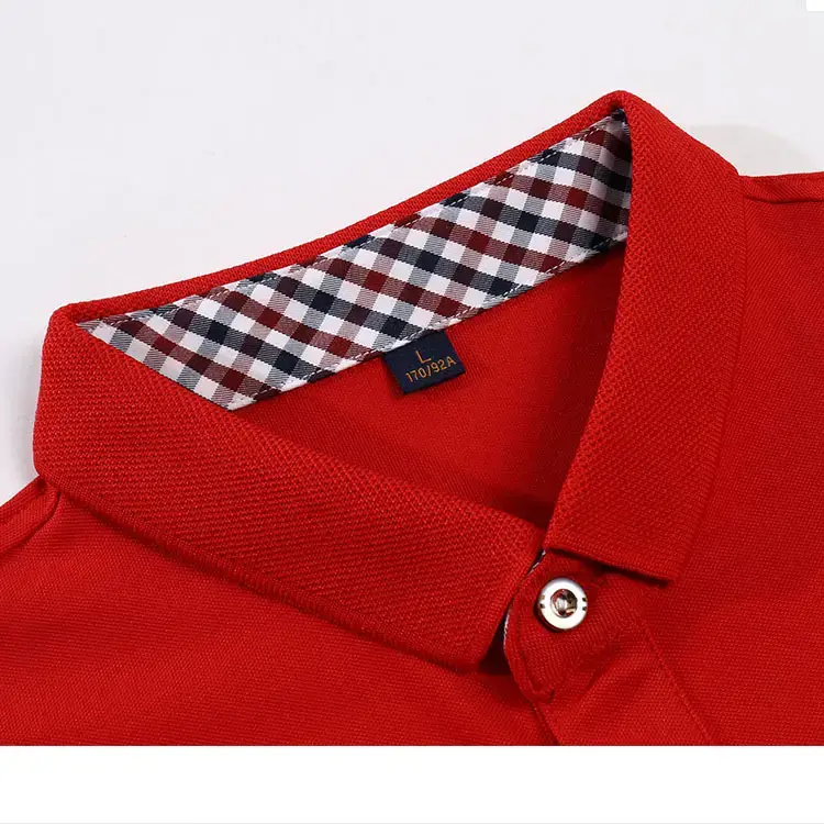 New Plaid Lapel Polo Shirt Red Business Golf Style - Image 11