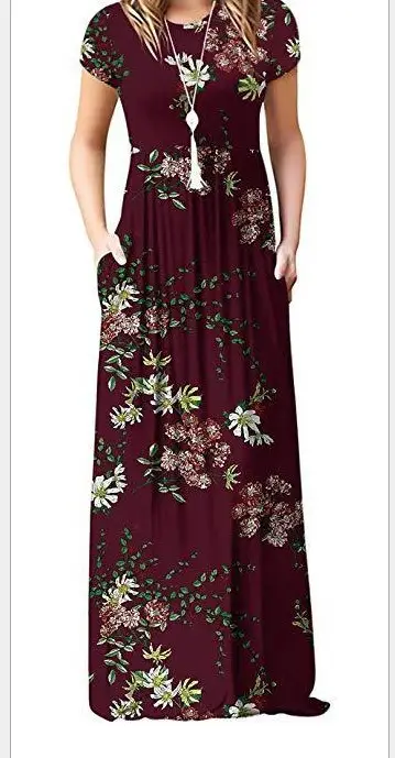 Maroon Floral Print Long Sleeve Casual Dress for Women - Image 2