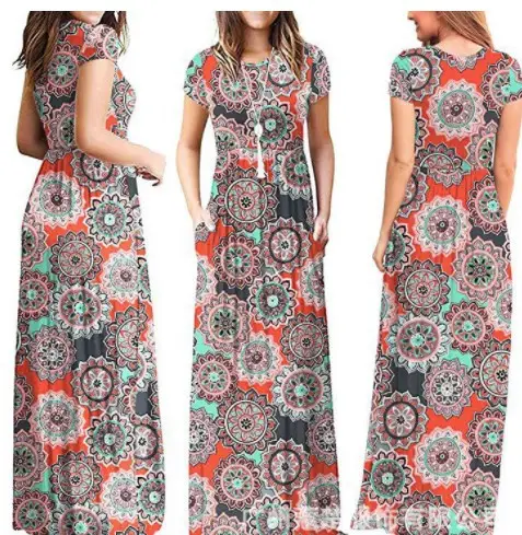 Maroon Floral Print Long Sleeve Casual Dress for Women - Image 6