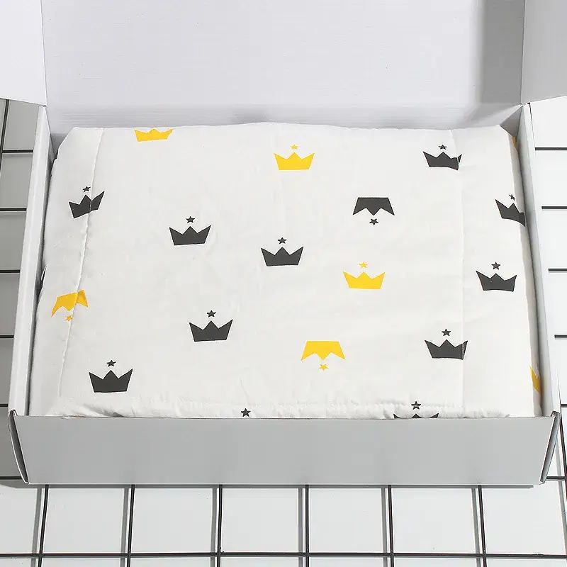 Newborn Cotton Baby Wrap Towel Swaddle Blanket Gray Crown Print - Image 7