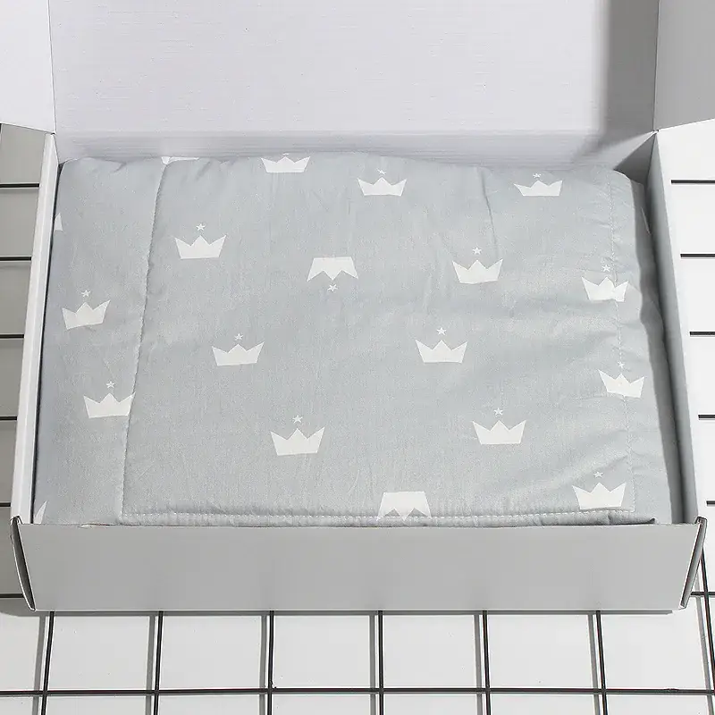 Newborn Cotton Baby Wrap Towel Swaddle Blanket Gray Crown Print - Image 8