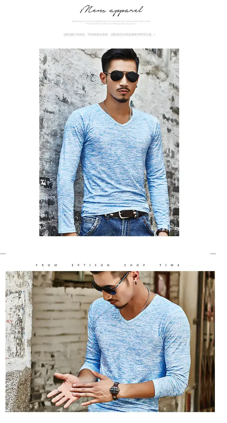 Men's Maroon Marbled Long Sleeve T-Shirt Slim Fit Casual — feature 12