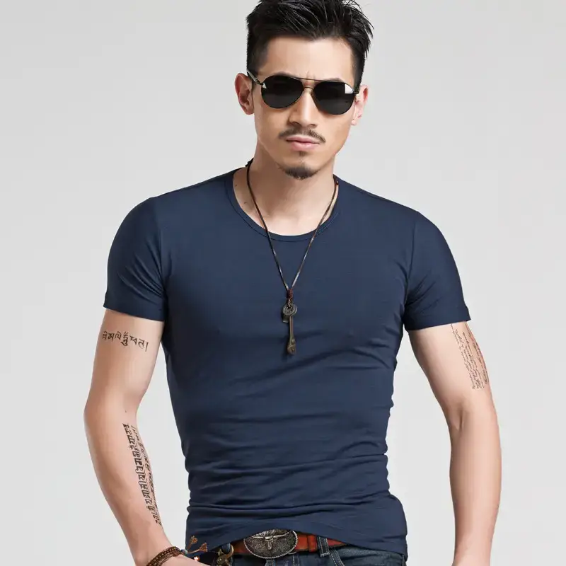 Men White Short Sleeve T-Shirt Cultural Design